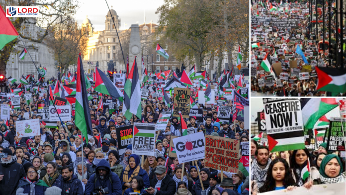 برطانیہ اور تیونس میں فلسطین کے حق میں مظاہرے