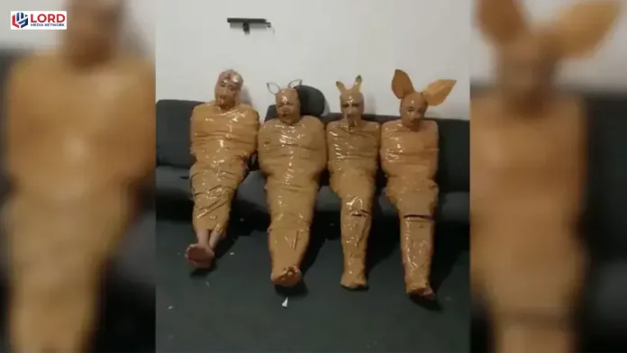 انڈونیشیا میں شہری کا انوکھا اقدام، مبینہ چور ڈکٹ ٹیپ میں لپیٹ دیے