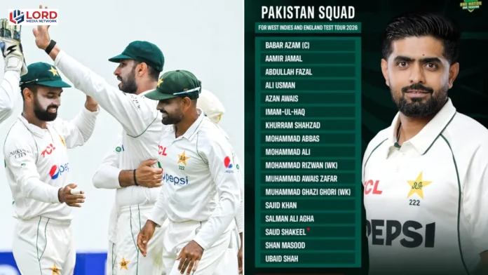 پاکستان نے ویسٹ انڈیز اور انگلینڈ دورے کے لیے 16 رکنی ٹیسٹ اسکواڈ کا اعلان کردیا