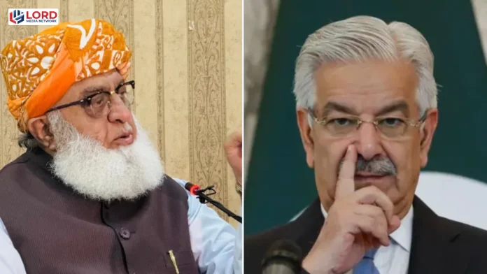 وزیردفاع خواجہ آصف کا مولانا فضل الرحمان پر شہداء کی توہین کا الزام عائد