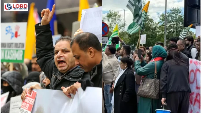 یومِ استحصالِ کشمیر، لندن میں بھارتی سفارت خانے کے باہر احتجاج